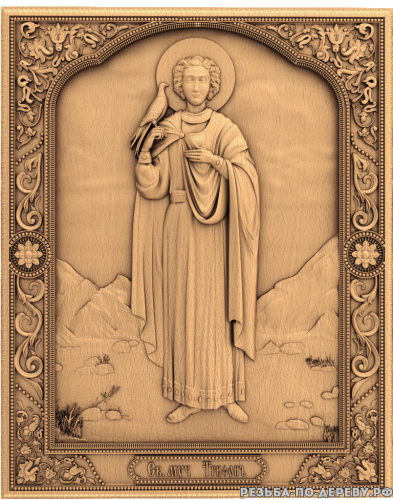 Резная икона Мученик Трифон из дерева